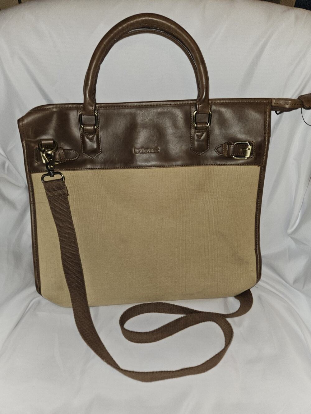 Lavievert Vintage-Style Laptop Messenger Crosbody Bag In Leather And Canvas